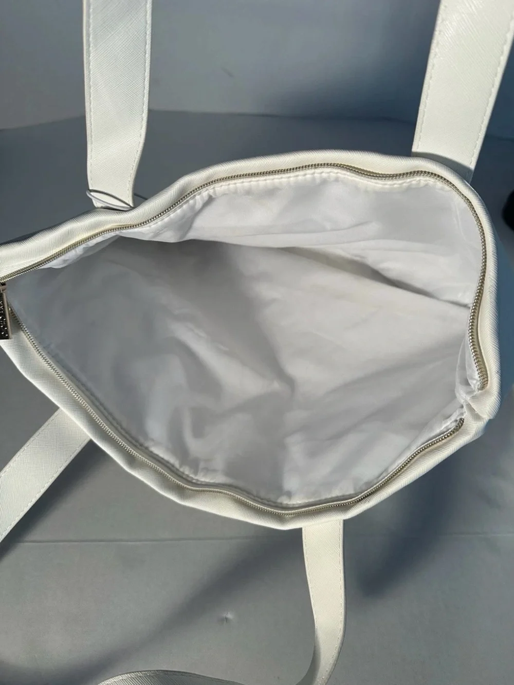 Jimmy Choo White and Gold Glitter Bottom Tote
